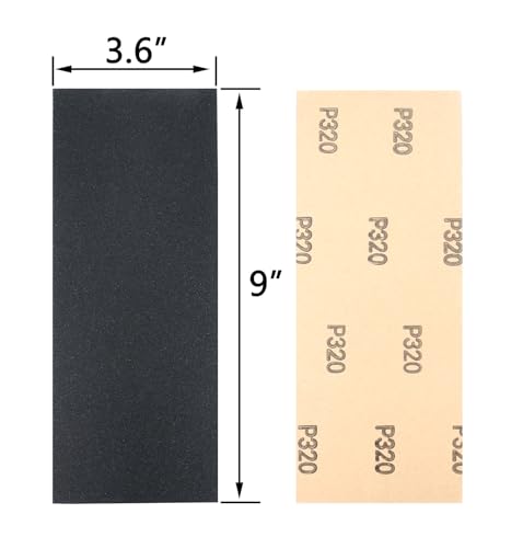 30Pcs 9 x 3.6 Inchs 320 Grit Wet and Dry Handmade Universal Sanding Sheets