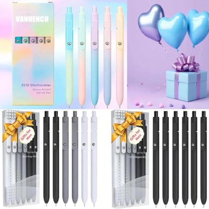 7Pcs Black Ink Gel Pens Smooth Writing Quick Dry Fine Point 0.5 mm (7 Count)