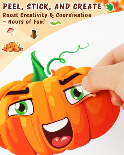 48 Sheets Fall Make a Face Stickers (48 Count)