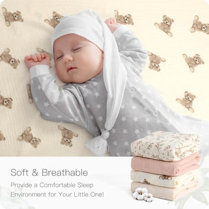 Organic Pack and Play Sheets Fitted 38”x26” 100% Muslin Cotton