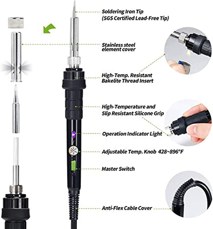 947 III 60W Soldering Iron Kit Temperature Adjustable 428