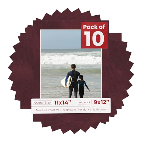 Pack of Ten Acid Free 11x14 Mats Bevel Cut for 9x12 Photos (10 Count)