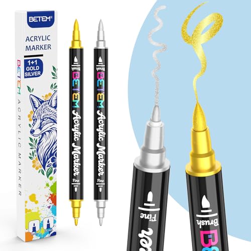 2 Gold & Silver Paint Markers for Glass (10 Count)