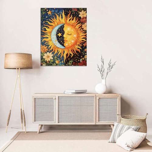 Sun and Moon Stamped Cross Stitch Kits for Beginners Adults