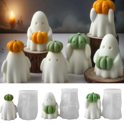 3 Pcs Ghost & Pumpkin Candle Molds for Candle Making (3 Count)