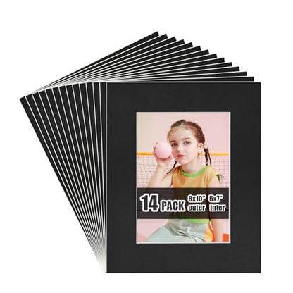 8x10 Black Picture Mats Pack of 14
