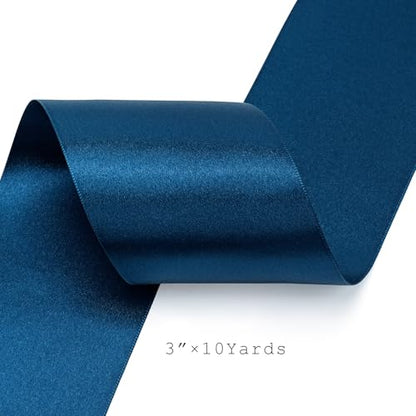 Navy Satin Ribbon 3 Inch x 10 Yards Double Faced