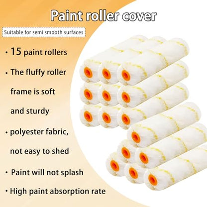 15 Pcs Paint Roller Cover with 2 Frame Set