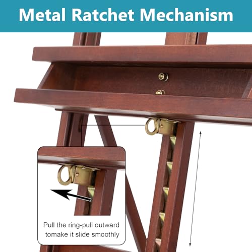 Beechwood H Frame Artist Studio Easel with Wheels and Storage Tray