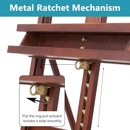 Beechwood H Frame Artist Studio Easel with Wheels and Storage Tray