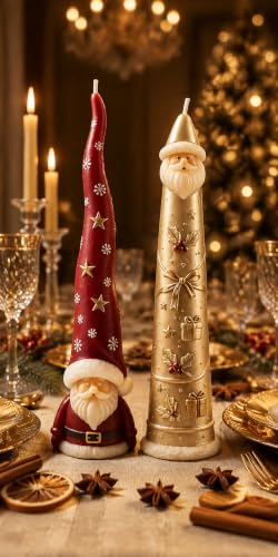 2 PCS 3D Santa Claus Silicone Pillar Candle Molds (2 Count)