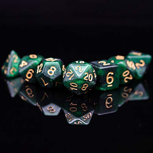 7 Die DND Dice Set Polyhedral Dice Set with a Leather Dice Bag (7 Count)