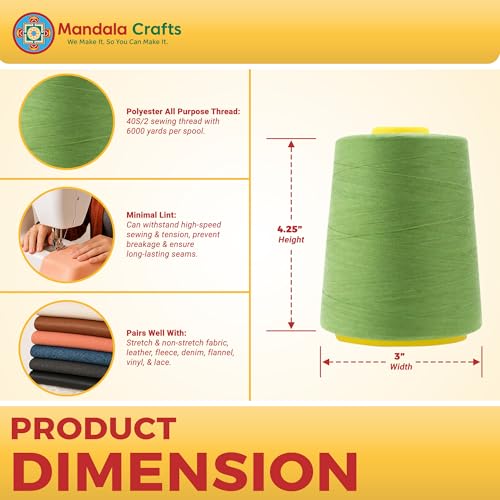 40S 2 Sage Green Polyester 4 Pack of Serger Threads Cones (24000 Foot)