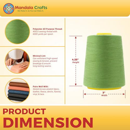 40S 2 Sage Green Polyester 4 Pack of Serger Threads Cones (24000 Foot)