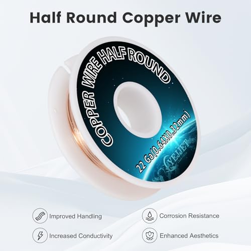 22 Gauge Copper Wire Half Round 0.64x0.32mm (85 Foot)
