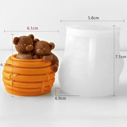 Honeycomb Bear Cylinder Candle & Resin Mold