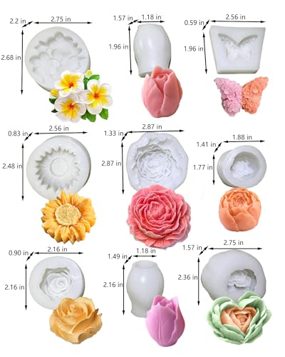 9 PCS Flower Candle Silicone Mold (9 Count)