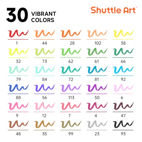 Dual Tip Brush Marker Pens 30 Colors Water (30 Count)