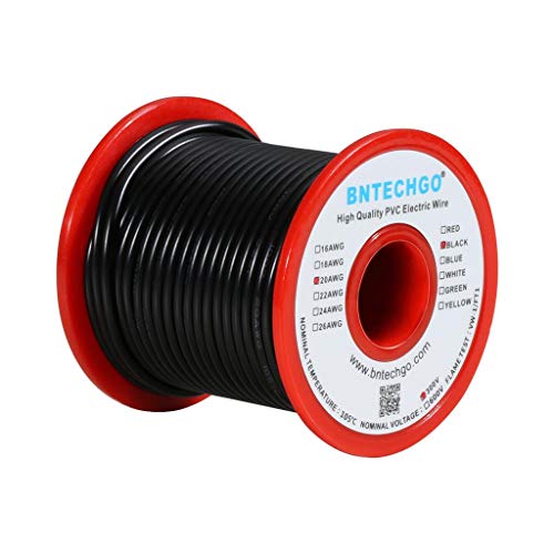 20 Gauge PVC Solid Electric Wire Black 100 ft Hookup Wire