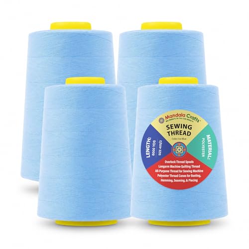 40S 2 Ice Blue Polyester 4 Pack of Serger Threads Cones (24000 Foot)
