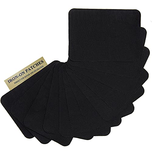 12PCS Fabric Iron on Patches Inside & Outside Strong Glue 100% Cotton Repair Patch for Clothes Pants Mending and Decorating (12 Count)