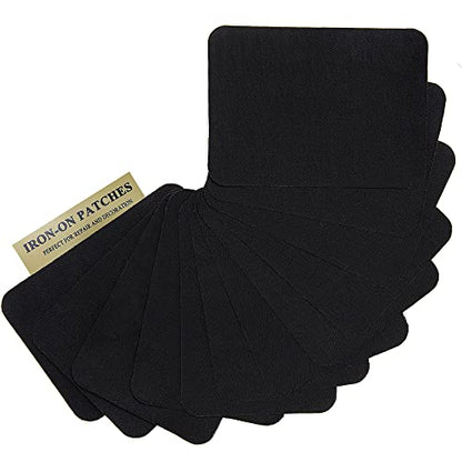 12PCS Fabric Iron on Patches Inside & Outside Strong Glue 100% Cotton Repair Patch for Clothes Pants Mending and Decorating (12 Count)