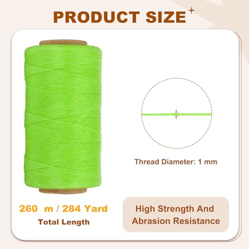 284 Yard Flat Waxed Thread 150D 1mm Leather Sewing Cord for Repairing Shoes Bags Wallets Jewelry Making DIY Leather Craft