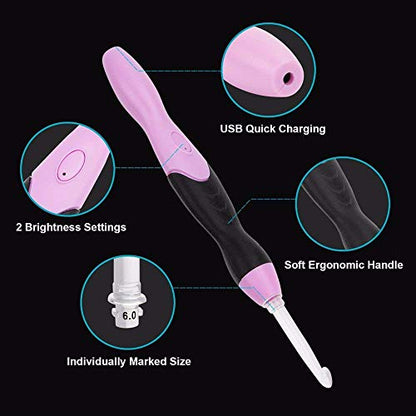 Lighted Crochet Hook Set (11 Count)