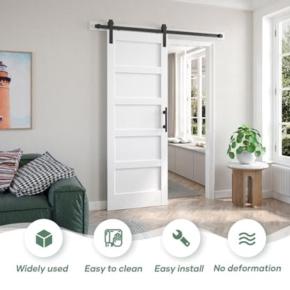 30inx80in White Barn Door and 5.5FT Sliding Barn Door Hardware Kit Included