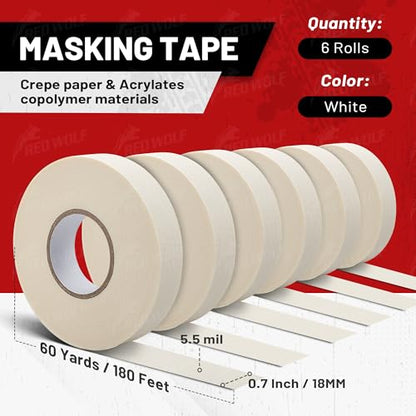 6 Pack Masking Tape 0.7" x 60 Yards (6 Count)