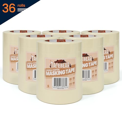 General Purpose Masking Tape Beige White 1" x 60Yards x 36Rolls (36 Count)