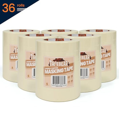 General Purpose Masking Tape Beige White 1" x 60Yards x 36Rolls (36 Count)