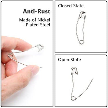120 PCS 1-1/2" / 38mm Curved Safety Pins, Bent Quilting Pins Silver