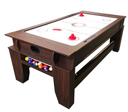 7ft Pool Table Air Hockey 2 in 1 Pool Table Red Felt
