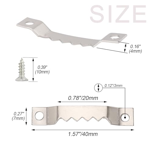 Small Sawtooth Picture Hangers 50 Pack Steel Sawtooth Hangers with Screws for Hanging Canvas Photos Frame Clock Paintings Artwork (50 Count)