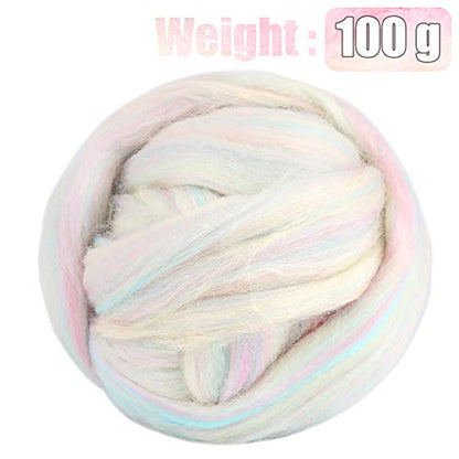 3.53oz Needle Felting Wool Roving for Needle Felting Mixcolor Felting Wool (3.53 Ounce)