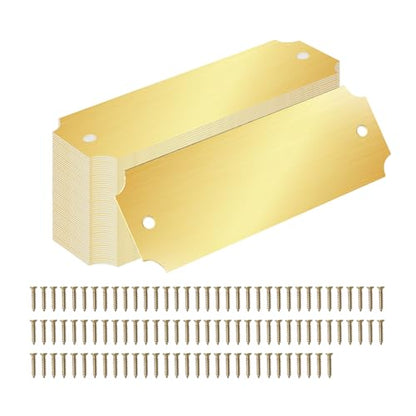 40 Pcs Name Plates Laser Engraved Solid Brushed Metal Plate with 100 pcs Screws Tag Frame Name Custom Name Personalized Plaque Blank Label with Screws and Adhesive Backing for DIY (140 Count)