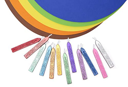 12 Pack Pattern Wick Sealing Wax Sticks for Wax Seal Stamp