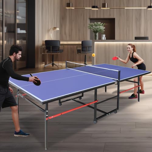4.5FT/8FT/9FT Mid-Size Table Tennis Table (Blue, 8FT)