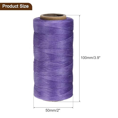 150D 0.8mm Flat Waxed Thread 284 Yards Polyester Leather Sewing Waxed String Hand Stitching Waxed Cord for Leather Stitching Sewing Bookbinding DIY Craft Light Purple