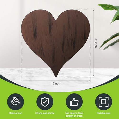 3 Pcs Heart Garden Stepping Stones Brown Cast Iron Stepping Stones Rustic Style Outdoor Stones for Garden Walkway Outside Decorative Decor