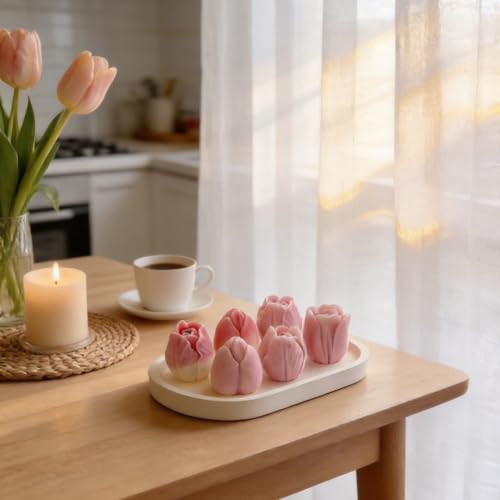 3 PCS Tulip Flower Silicone Molds 3D Floral Candle Mold for Soap