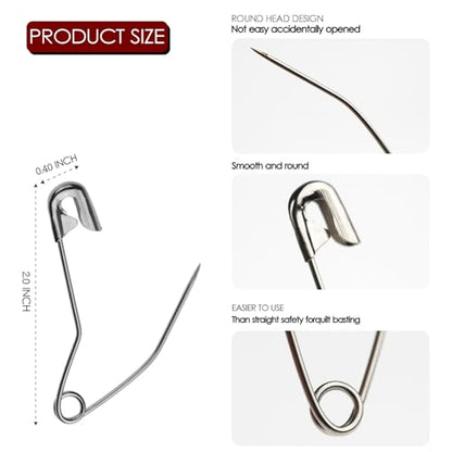 100 Pcs Curved Safety Pins for Quilting Basting Pins 54mm (100 Count)