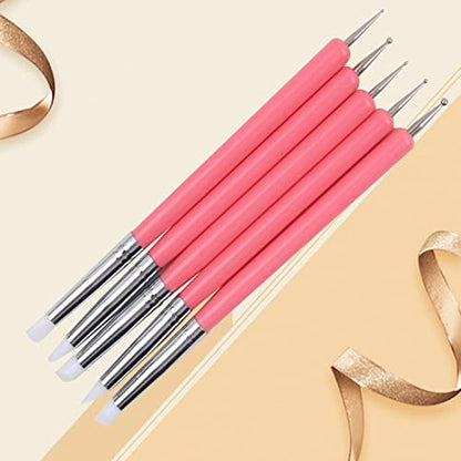 4PCS Double Ended Metal Ceramic Clay Ball Stylus Dotting Tools and 5PCS 2 Way Silicone Polymer and Embossing Paper Flower Indentation Tool for Drawing