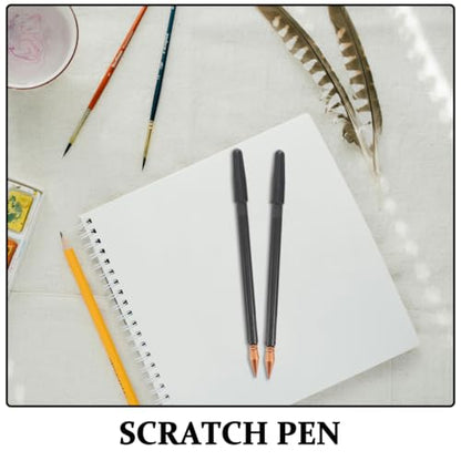 3Pcs Scratch Painting Pens Dual Tip Stylus Scratch and Sketch Drawing Tools with Protective Caps Comfortable Grip 6.69 Inch Length for Art and Craft