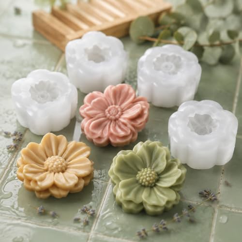 4 Pack 3D Flower Silicone Molds (4 Count)
