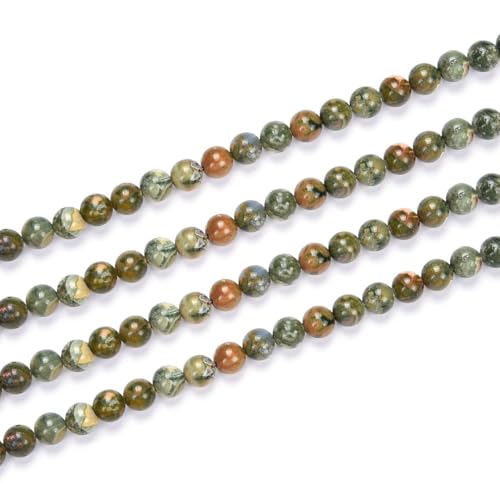 90pcs Adabele Natural Green Rhyolite Rainforest Jasper Gemstone 4mm (93 Count)
