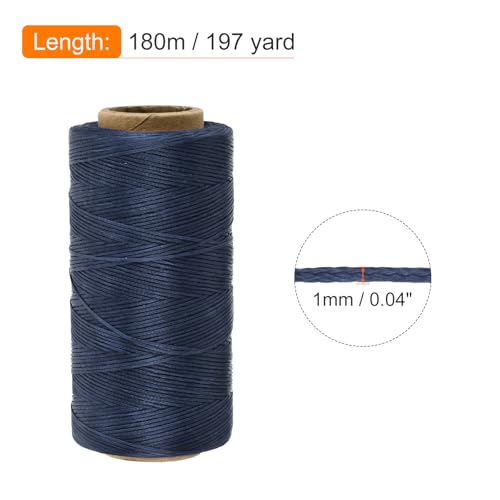 Waxed Thread 197 Yard 1mm 210D Flat Wax Thread Polyester Waxed String for Leather Sewing Hand Weaving Book Binding Home Decoration
