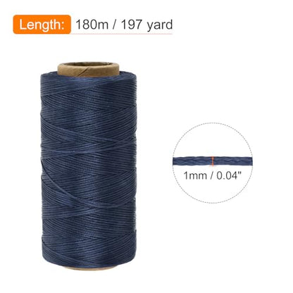 Waxed Thread 197 Yard 1mm 210D Flat Wax Thread Polyester Waxed String for Leather Sewing Hand Weaving Book Binding Home Decoration