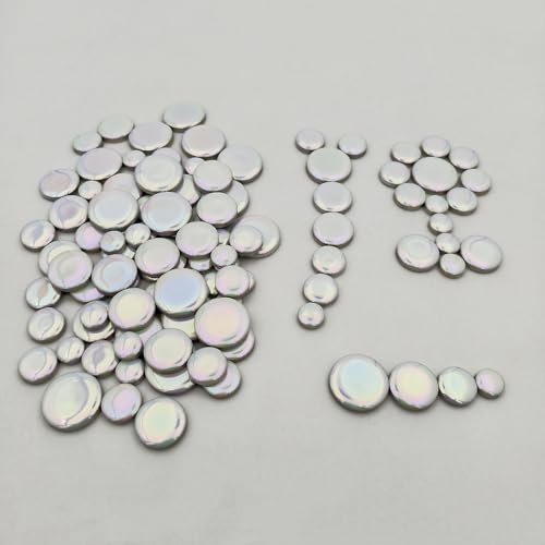 200g Iridescent Round Mosaic Tiles for Crafts Bulk (90 Count)